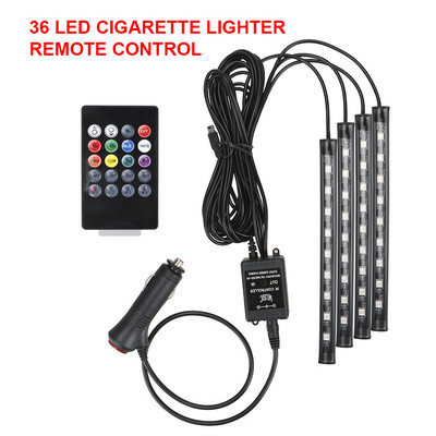 LEEPEE 24/36/48 LED Lampă ambientală Lampă de atmosferă Lumini decorative pentru interior auto Telecomandă/Comandă vocală Bandă de lumină pentru picior de mașină