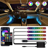 36 LED-uri RGB Lumini de atmosferă Interiorul mașinii Stil ambiental Lămpi decorative cu benzi pentru picioare APP Telecomandă Muzică Control vocal Becuri bliț