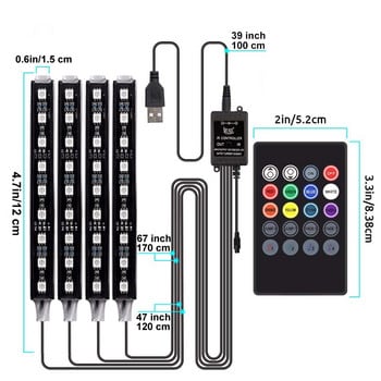 Εσωτερικό αυτοκινήτου RGB λωρίδα LED Atmosphere Διακοσμητικό φως περιβάλλοντος Ευέλικτο έγχρωμο LED με λυχνία ρυθμού με τηλεχειριστήριο μουσικής APP