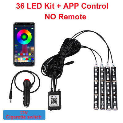 Bandă LED RGB pentru interiorul mașinii Atmosferă Lumină ambientală decorativă LED colorat flexibil cu aplicație Muzică Lampă ritmică controlată de la distanță