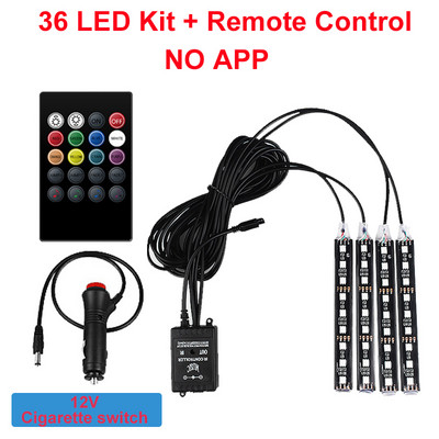 Bandă LED RGB pentru interiorul mașinii Atmosferă Lumină ambientală decorativă LED colorat flexibil cu aplicație Muzică Lampă ritmică controlată de la distanță