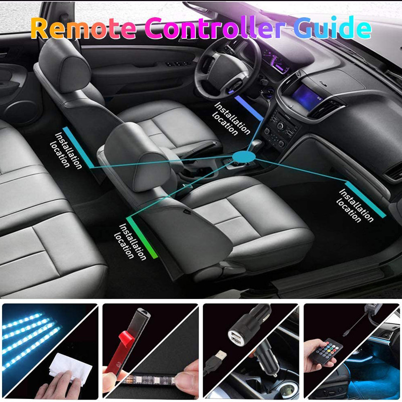 Bandă LED RGB pentru interiorul mașinii Atmosferă Lumină ambientală decorativă LED colorat flexibil cu aplicație Muzică Lampă ritmică controlată de la distanță