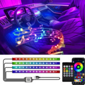 Neon LED interiorul mașinii Benzi de picior ambiante Lumină de stare Iluminare de fundal Telecomanda USB Aplicație Control muzical Auto RGB Atmosferă Lămpi decorative