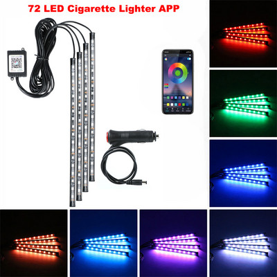 Neon LED interiorul mașinii Benzi de picior ambiante Lumină de stare Iluminare de fundal Telecomanda USB Aplicație Control muzical Auto RGB Atmosferă Lămpi decorative