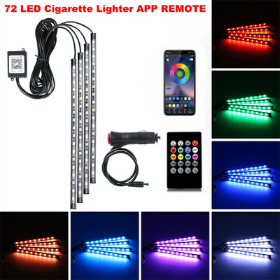 Neon LED interiorul mașinii Benzi de picior ambiante Lumină de stare Iluminare de fundal Telecomanda USB Aplicație Control muzical Auto RGB Atmosferă Lămpi decorative