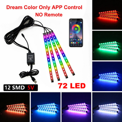 Neon LED interiorul mașinii Benzi de picior ambiante Lumină de stare Iluminare de fundal Telecomanda USB Aplicație Control muzical Auto RGB Atmosferă Lămpi decorative