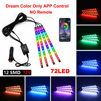 Neon LED interiorul mașinii Benzi de picior ambiante Lumină de stare Iluminare de fundal Telecomanda USB Aplicație Control muzical Auto RGB Atmosferă Lămpi decorative
