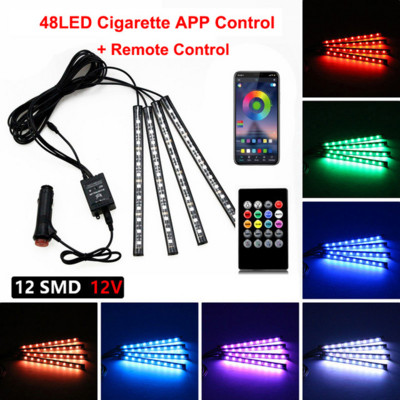 Neon LED interiorul mașinii Benzi de picior ambiante Lumină de stare Iluminare de fundal Telecomanda USB Aplicație Control muzical Auto RGB Atmosferă Lămpi decorative