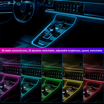 Φωτιστικά LED εσωτερικού αυτοκινήτου με λωρίδες περιβάλλοντος χώρου RGB Διακόπτης ελέγχου οπτικών ινών ατμόσφαιρας Κιτ φωτισμού νέον Αυτόματες διακοσμητικές λάμπες Βύσμα USB