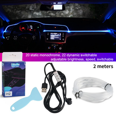Lumini cu LED-uri pentru interiorul mașinii, bandă de lumini ambientală RGB, control al comutatorului, fibră optică, atmosferă, kit de iluminat neon, lămpi decorative auto, mufă USB