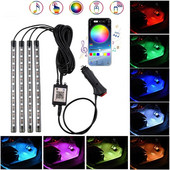 Led autós lábkörnyezeti világítás USB-s szivargyújtóval, háttérvilágítással, zenevezérlő alkalmazással