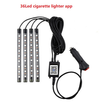 Led autós lábkörnyezeti világítás USB-s szivargyújtóval, háttérvilágítással, zenevezérlő alkalmazással