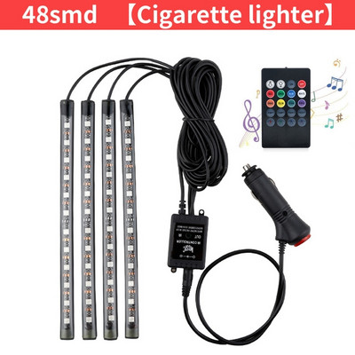 Led autós lábkörnyezeti világítás USB-s szivargyújtóval, háttérvilágítással, zenevezérlő alkalmazással