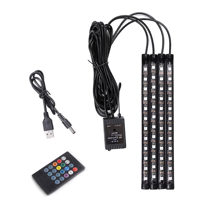 Led autós lábkörnyezeti világítás USB-s szivargyújtóval, háttérvilágítással, zenevezérlő alkalmazással