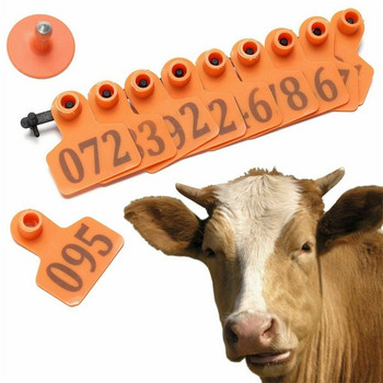 Маркери за уши за добитък с номер 001-100 Маркери за уши за монтиране на едър рогат добитък Овце Прасета Маркери за уши Етикети за етикети за животни