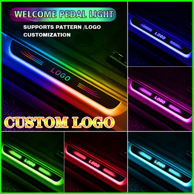 Персонализируем без окабеляване Car WELCOME Door Light Logo Projector Laser Lamp USB Power Moving LED Welcome Pedal Car Scuff Plate Pedal