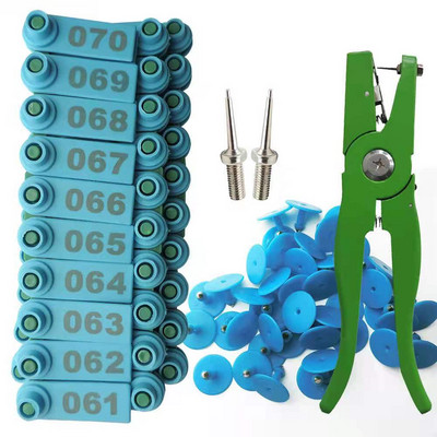 Ušne markice za stoku i životinje Kliješta za ovce 001-100 Ušne markice za identifikaciju koza Komplet s 2 komada igala za postavljanje etikete za goveda i svinje