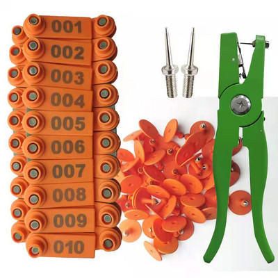 Ušne markice za stoku i životinje Kliješta za ovce 001-100 Ušne markice za identifikaciju koza Komplet s 2 komada igala za postavljanje etikete za goveda i svinje