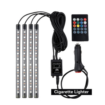 Auto LED RGB Εσωτερικής Ατμόσφαιρας Διακοσμητικό Φωτιστικό Ποδιών με Ασύρματο Τηλεχειριστήριο USB Έλεγχος πολλαπλών τρόπων λειτουργίας για αυτοκίνητο