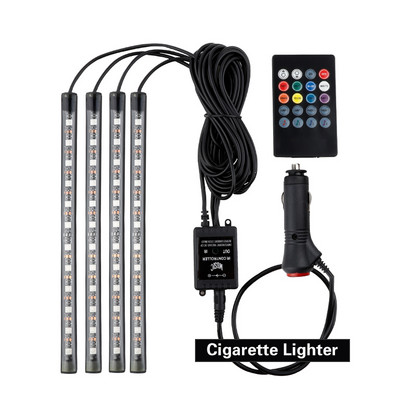 Lampă decorativă pentru picior, cu LED-uri RGB, pentru atmosferă interioară, cu telecomandă USB fără fir, control muzical, moduri multiple pentru mașină