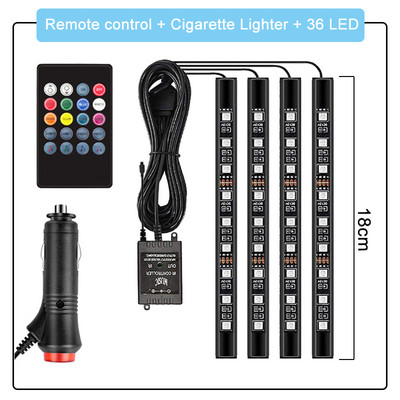 Atmosfera interioară a mașinii RGB LED bandă de lumină Telecomandă fără fir USB Control muzical Moduri multiple Lumină ambientală dinamică decorativă