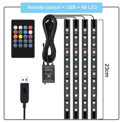 Atmosfera interioară a mașinii RGB LED bandă de lumină Telecomandă fără fir USB Control muzical Moduri multiple Lumină ambientală dinamică decorativă