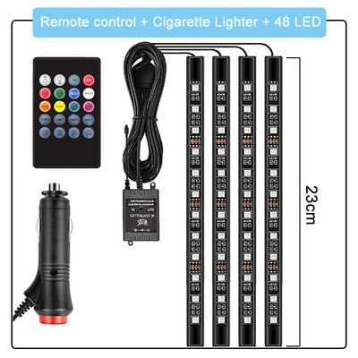 Atmosfera interioară a mașinii RGB LED bandă de lumină Telecomandă fără fir USB Control muzical Moduri multiple Lumină ambientală dinamică decorativă