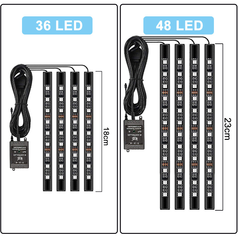 Atmosfera interioară a mașinii RGB LED bandă de lumină Telecomandă fără fir USB Control muzical Moduri multiple Lumină ambientală dinamică decorativă