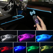 Autóbelső világítás Dekoratív környezeti lámpa 64 szín Több mód Hangvezérlés USB optikai szál neon légköri fénycsík