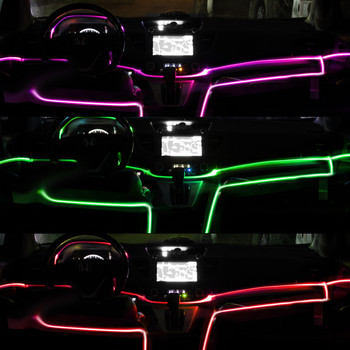 Автомобилни интериорни светлини Декоративна амбиентна лампа 64 цвята Множество режими Управление на звука USB оптично влакно Неонова атмосферна светлинна лента