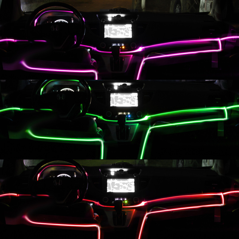 Autóbelső világítás Dekoratív környezeti lámpa 64 szín Több mód Hangvezérlés USB optikai szál neon légköri fénycsík