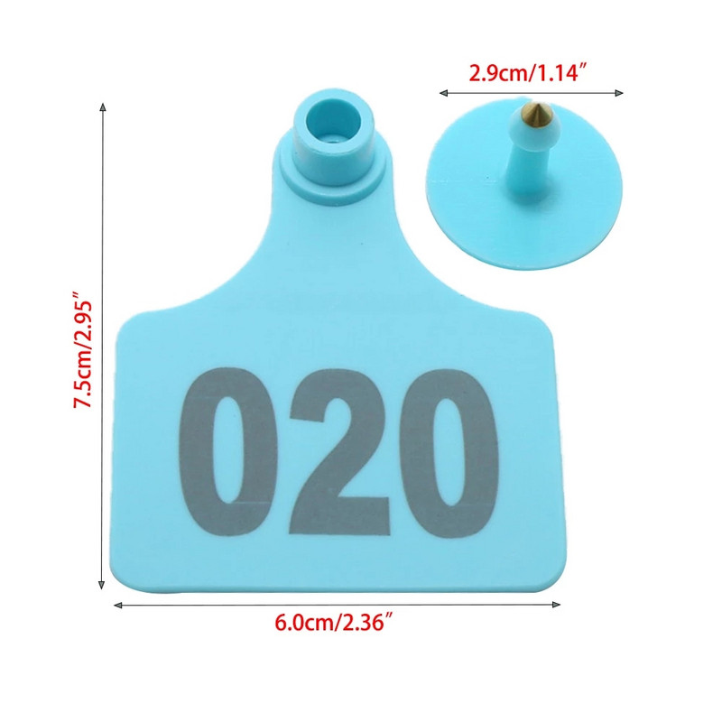 100 de seturi de etichete de ureche pentru animale, bovine, vaci, numere cu etichete pentru urechi, tipărire, cercei cu cap de cupru, clești pentru etichete de urechi pentru animale de fermă.