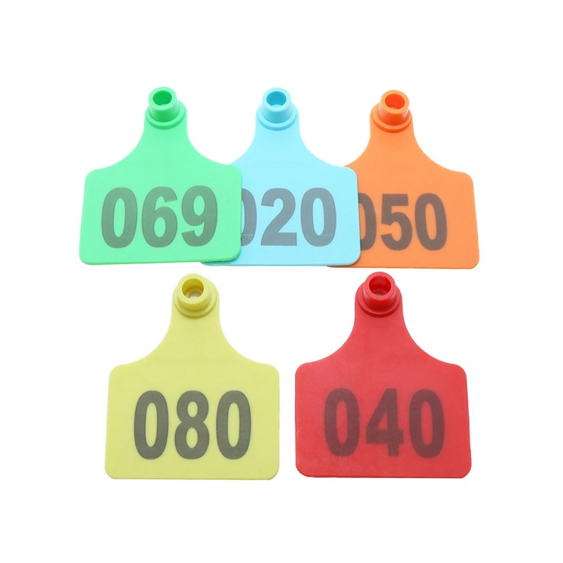 100 de seturi de etichete de ureche pentru animale, bovine, vaci, numere cu etichete pentru urechi, tipărire, cercei cu cap de cupru, clești pentru etichete de urechi pentru animale de fermă.