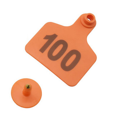 100 kompleta Krava, govedo, TPU ušne markice, znakovi s riječima br. 001-100 ušne markice, bakrene naušnice, identifikacijska kartica za domaće životinje