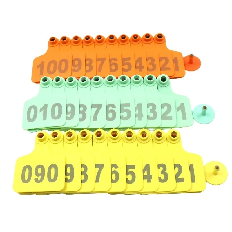 100 seturi de etichete pentru urechi pentru animale de fermă pentru vite, semne anti-vărsare, etichete pentru urechi de vacă, cercei cu cap de cupru, card de identificare pentru animale