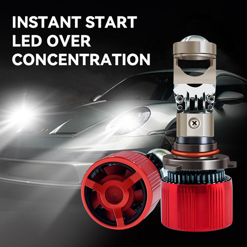 2vnt 150W 48000LM automatinė lemputė mini objektyvas LED H4 H7 H11 lemputės priekinių žibintų automobilio motociklo dvigubas projektorius Len Automobilių motociklas 12V 24V