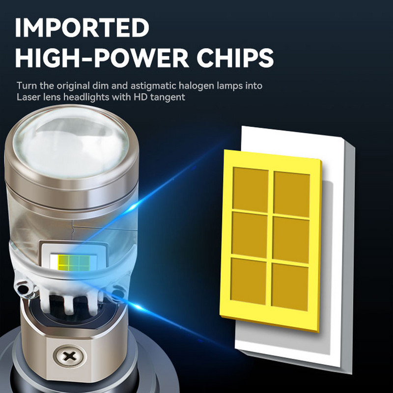 2vnt 150W 48000LM automatinė lemputė mini objektyvas LED H4 H7 H11 lemputės priekinių žibintų automobilio motociklo dvigubas projektorius Len Automobilių motociklas 12V 24V
