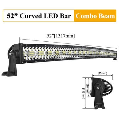 VISORAK 12V 24V 8D Háromsoros terepjáró ívelt LED-es munkalámpa rúd tehergépkocsihoz személyautó SUV ATV 4x4 4wd traktor Jeep Hummer Ford Pickup