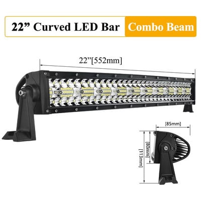 VISORAK 12V 24V 8D Háromsoros terepjáró ívelt LED-es munkalámpa rúd tehergépkocsihoz személyautó SUV ATV 4x4 4wd traktor Jeep Hummer Ford Pickup