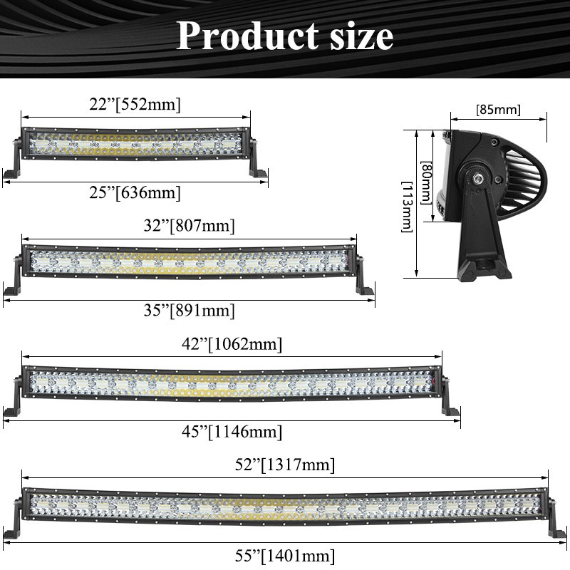 VISORAK 12V 24V 8D Háromsoros terepjáró ívelt LED-es munkalámpa rúd tehergépkocsihoz személyautó SUV ATV 4x4 4wd traktor Jeep Hummer Ford Pickup