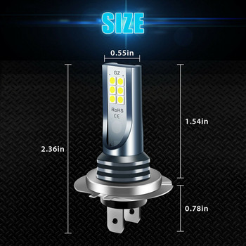 2бр. Автомобилни H7 LED фарове Супер ярки крушки за мъгла с дълги къси светлини 30000LM 6000K Бяло IP67 12V 24V Авто осветление