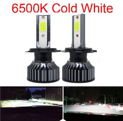 2vnt H7 H4 LED priekiniai žibintai automobiliams lemputės 12V balta 6500K COB F2 H1 H3 H11 H8 H13 9005 9006 mini rūko žibintai priekiniai žibintai žibintai