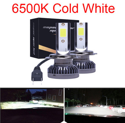 2vnt H7 H4 LED priekiniai žibintai automobiliams lemputės 12V balta 6500K COB F2 H1 H3 H11 H8 H13 9005 9006 mini rūko žibintai priekiniai žibintai žibintai