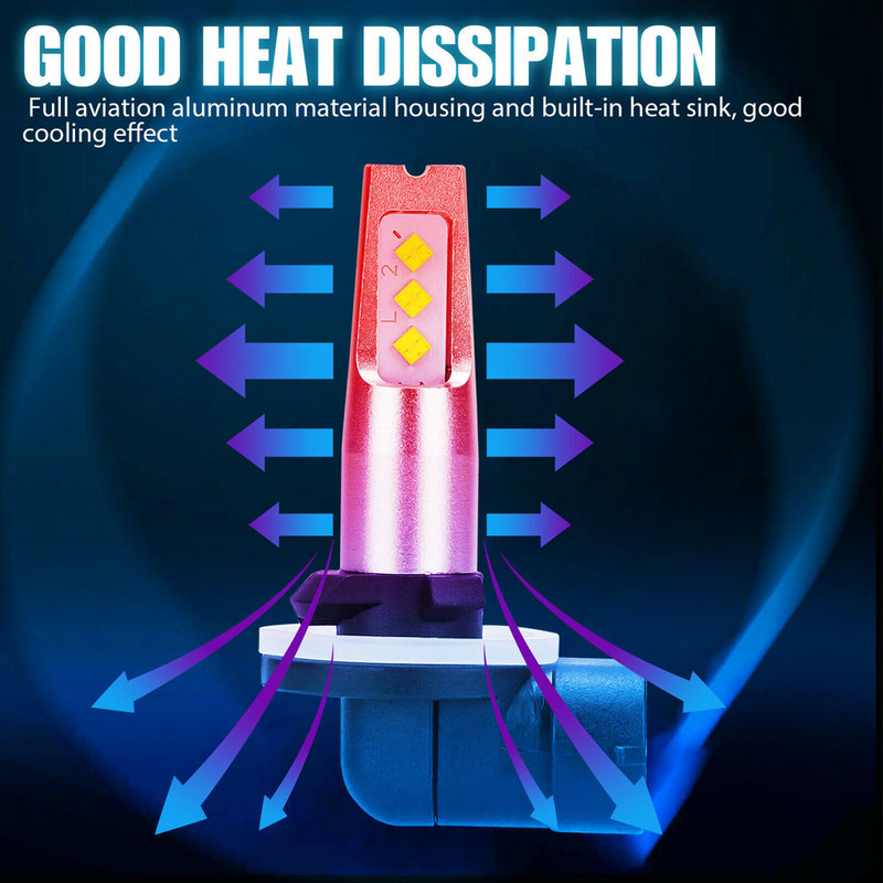 2tk 12V 881 LED udusõidutulede pirnid DRL 881 881L 881X 889 886 894 894X 896 898 862 888 H27 6000K Xenon White automaatvalgustus