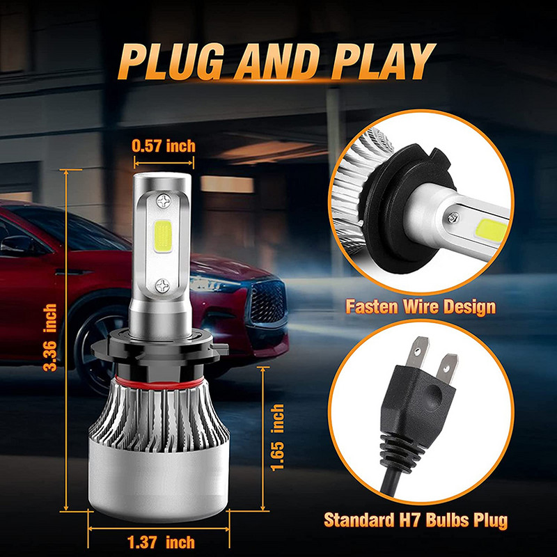 2x 10000LM masina H7 led 6000k 360 bec led h4 50w led far h4 bec pentru masina ford H11 far ceata H1 H27 9005 9006 H3 H13