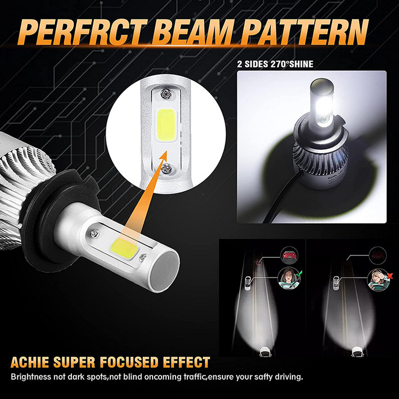 2x 10000LM masina H7 led 6000k 360 bec led h4 50w led far h4 bec pentru masina ford H11 far ceata H1 H27 9005 9006 H3 H13