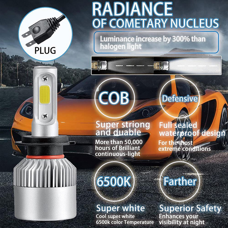 2x 10000LM masina H7 led 6000k 360 bec led h4 50w led far h4 bec pentru masina ford H11 far ceata H1 H27 9005 9006 H3 H13