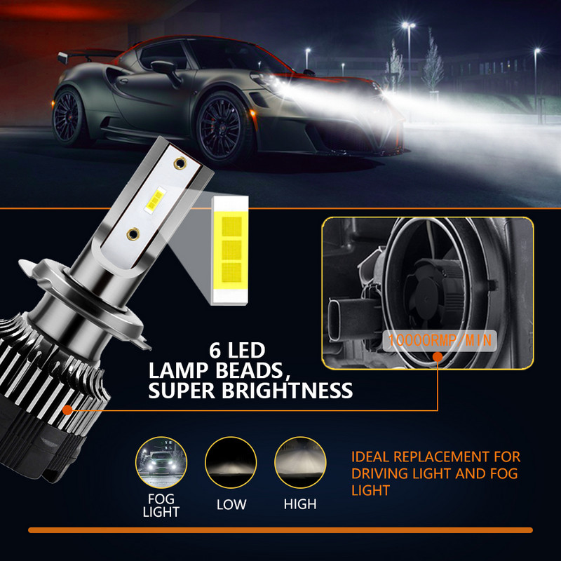 Frontierace 9005 9006 H1 H4 H7 H11 LED žiarovky do svetlometov vodotesné hmlové svetlo DOB čip CE certifikácia 2 ks 12V 6000K 20000LM