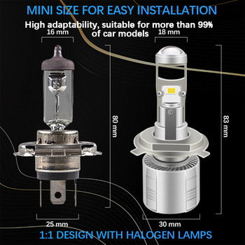 2бр. Canbus лампа H4 H7 H11 9005 9006 HB3 HB4 LED супер мини обектив за проектор, мощен LED фар за мъгла 25000LM за автомобилни мото