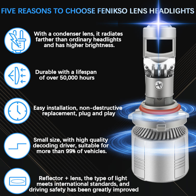 2 buc., Lampă Canbus H4 H7 H11 9005 9006 HB3 HB4 LED Super Mini Lentilă de proiector, Lampă de ceață LED de mare putere 25000LM pentru moto auto